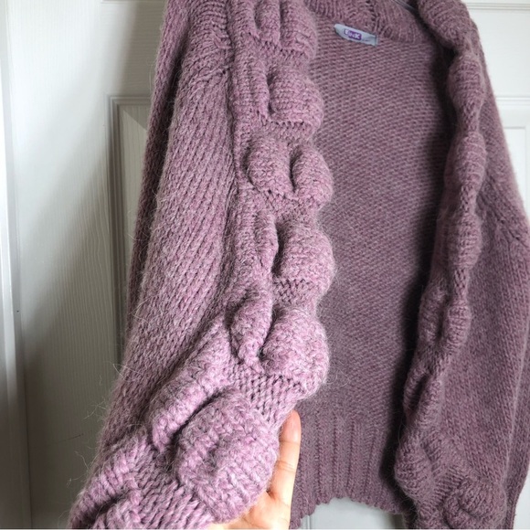 LINK DONNA Alpaca Wool Blend Made Italy Maroon Knit Cardigan M Check Measurement - Picture 6 of 16